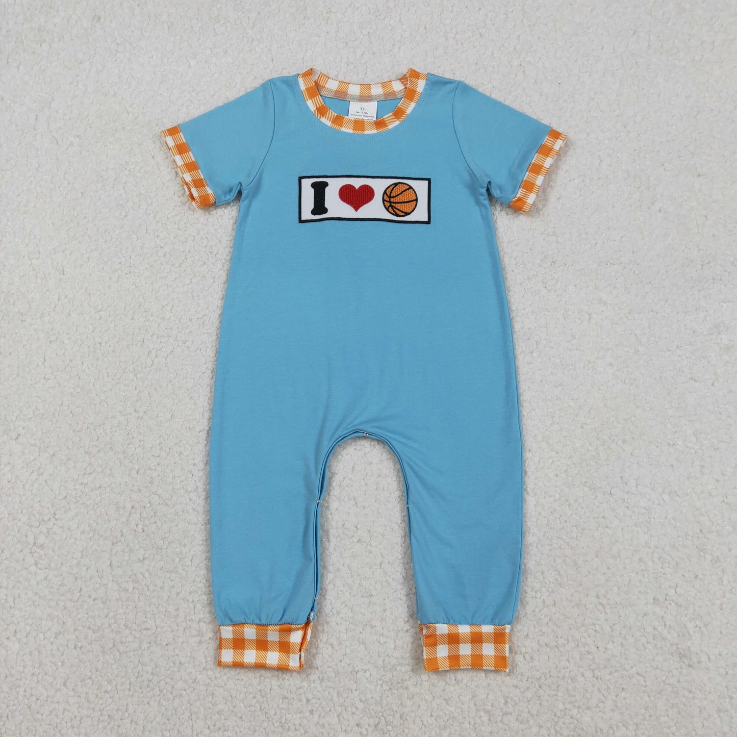 Embroidery 'I Love Basketballs' Baby Boys Team Footie Rompers Cute Embroidered Bodysuits for Newborns