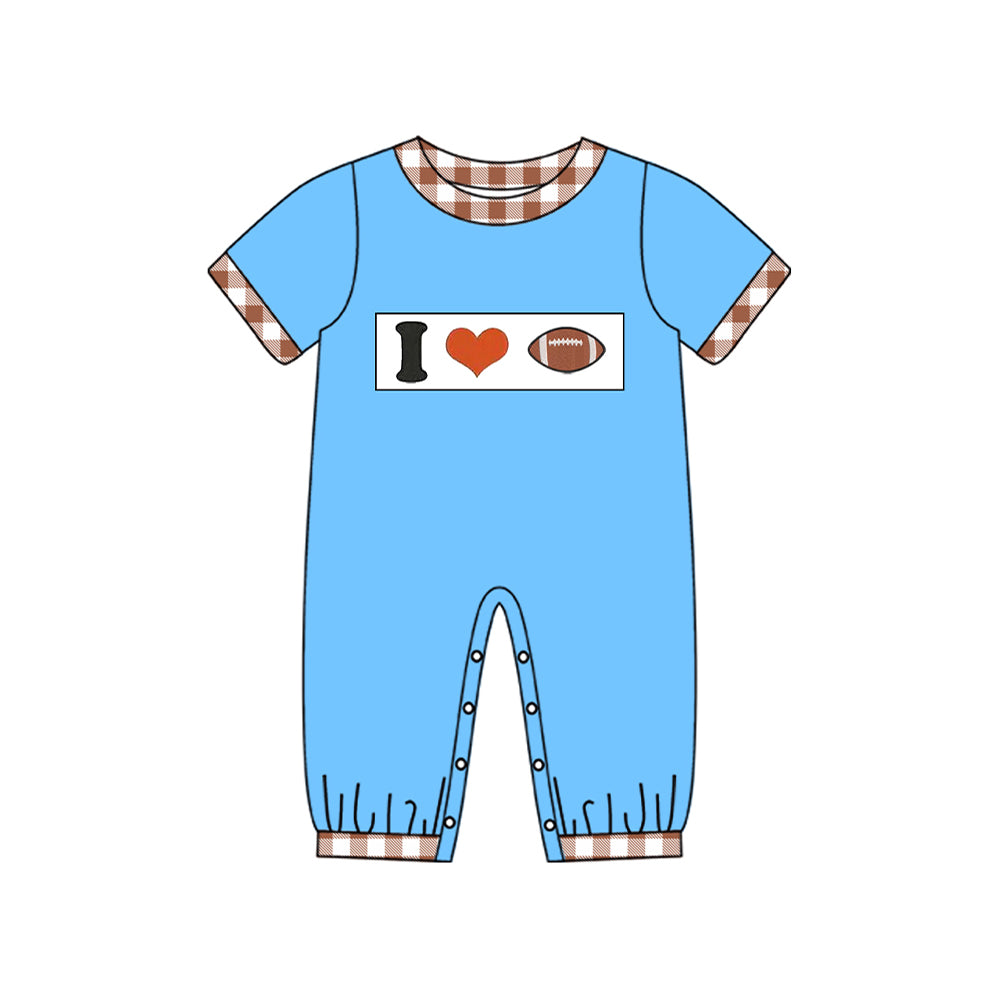 presale SR3368 Baby Boys I Love Footballs Team Footie Rompers D 1029
