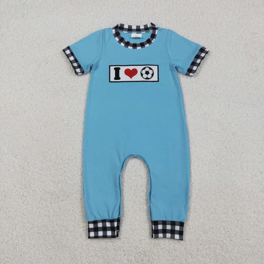 Embroidery 'I Love Footballs' Baby Boys Team Footie Rompers Cute Embroidered Bodysuits for Newborns And Toddlers