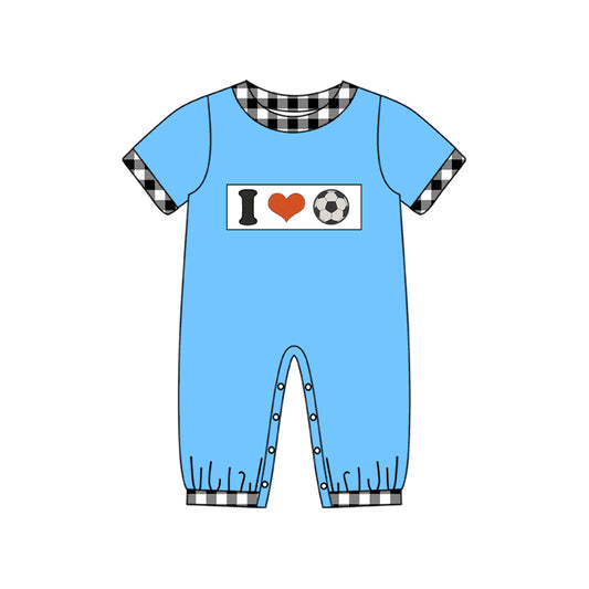 presale SR3369 Baby Boys I Love Footballs Team Footie Rompers D 1029