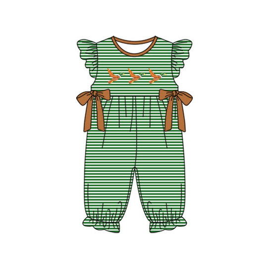 presale SR3373 Baby Girls Stripe Ducks Bows Ruffle Footie Rompers D 1029