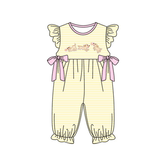 presale SR3374 Baby Girls Colorful Stripe Daisy Flowers Footie Rompers  D 1029