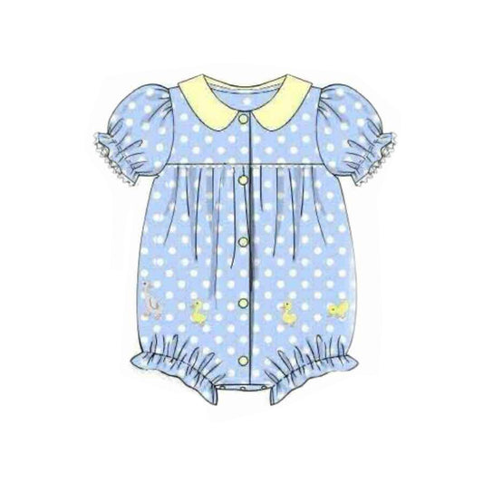 presale SR3419 Baby Girls Polka Dots Gooses Ducks Button Ruffle Rompers  D 1104