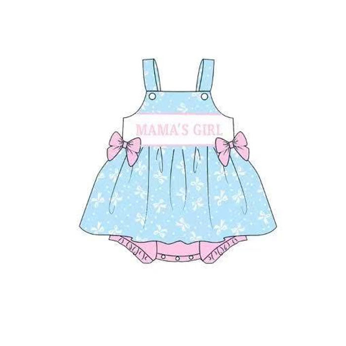 presale SR3425  Baby Girls Blue Strap Mama's Girls Bows Tunic Bummies Ruffle Rompers  D 1107