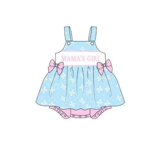presale SR3425 Baby Girls Blue Strap Mama's Girls Bows Tunic Bummies Ruffle Rompers D 1107