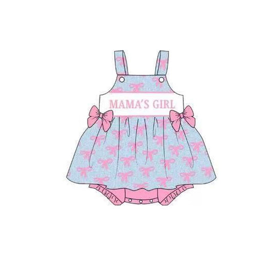 presale SR3426 Baby Girls Pink Strap Mama's Girls Bows Tunic Bummies Ruffle Rompers D 1107