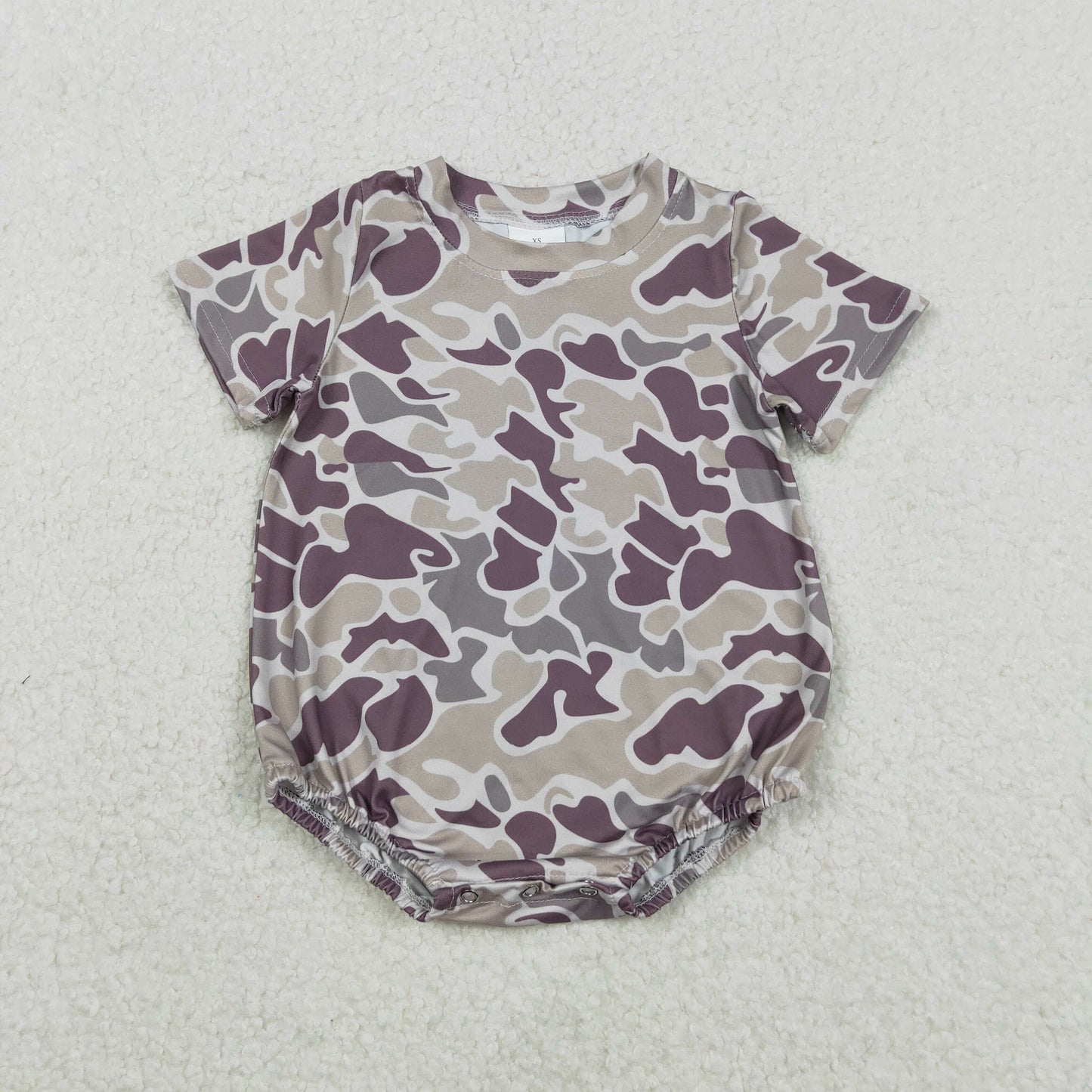 SR3448 Baby Boys Dark Grey Camo Short Sleeve Southern Rompers    D 1202