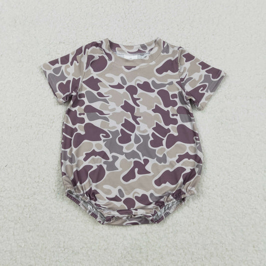 SR3448 Baby Boys Dark Grey Camo Short Sleeve Southern Rompers    D 1202