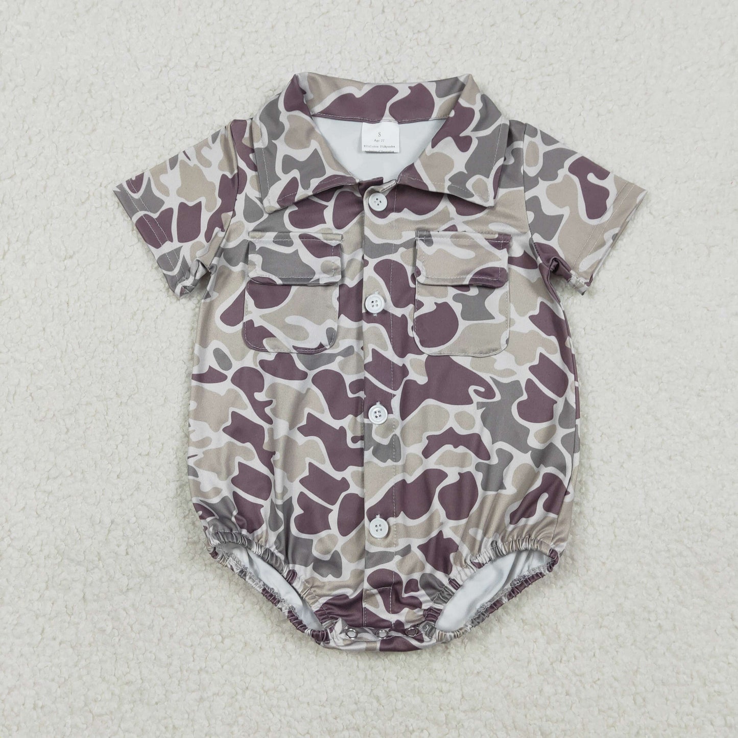 Sibling Baby Boys Southern Camo Rompers with Button Pockets for Hunting Outfit Toddler Boys Clothing