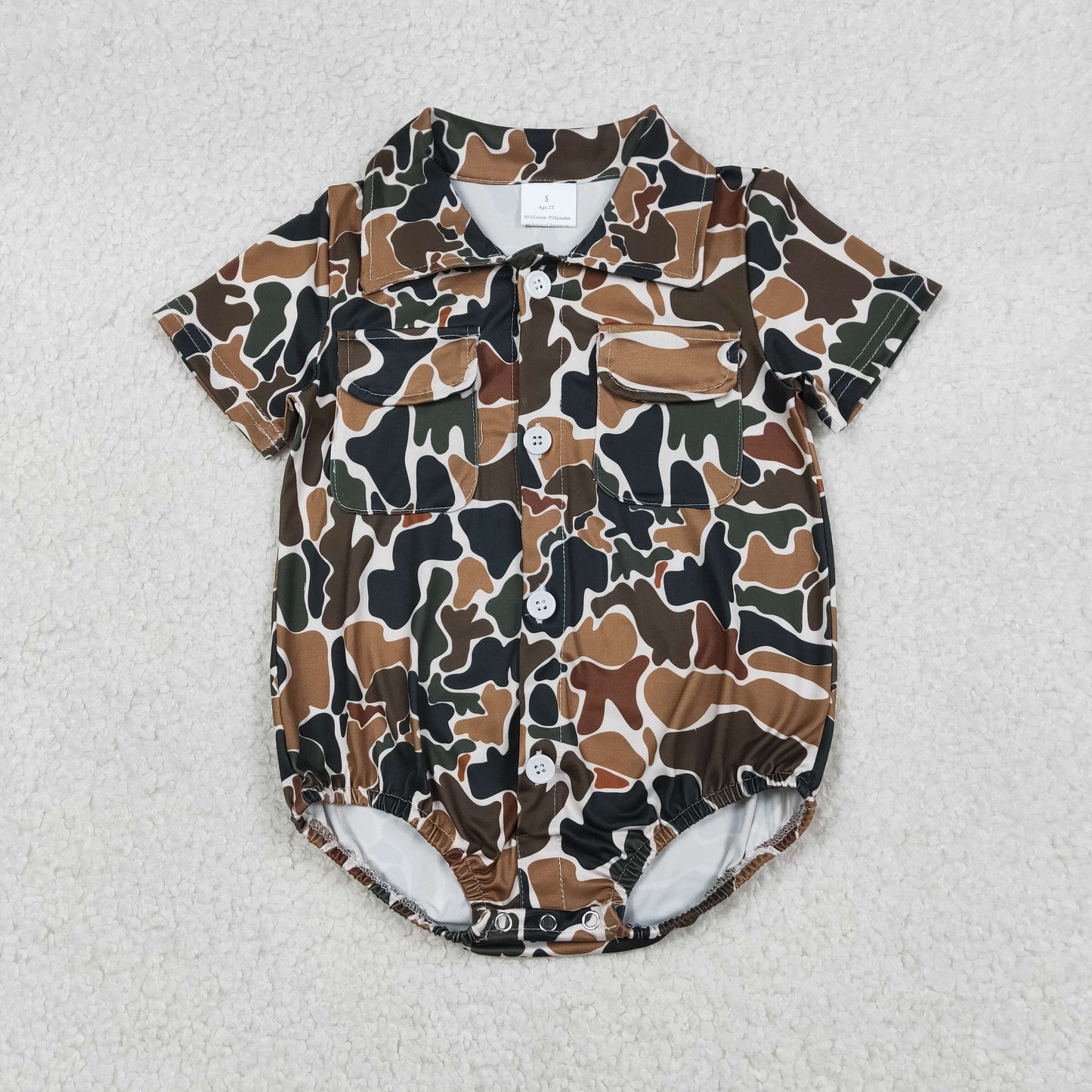 Sibling Baby Boys Southern Camo Rompers with Button Pockets for Hunting Outfit Toddler Boys Clothing