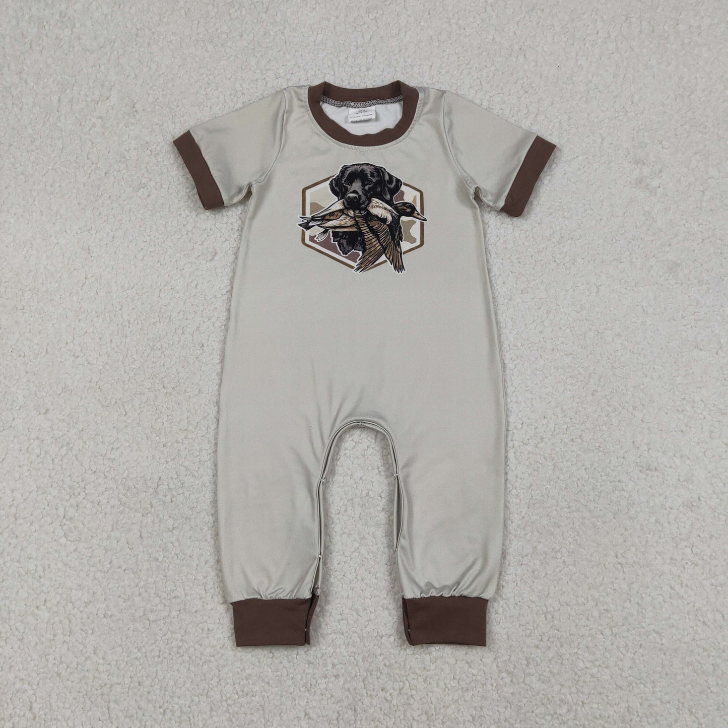 Baby Boys Camouflage Ducks And Dogs Hunting Footie Rompers for Infants Soft Cotton Footless Bodysuits in Green
