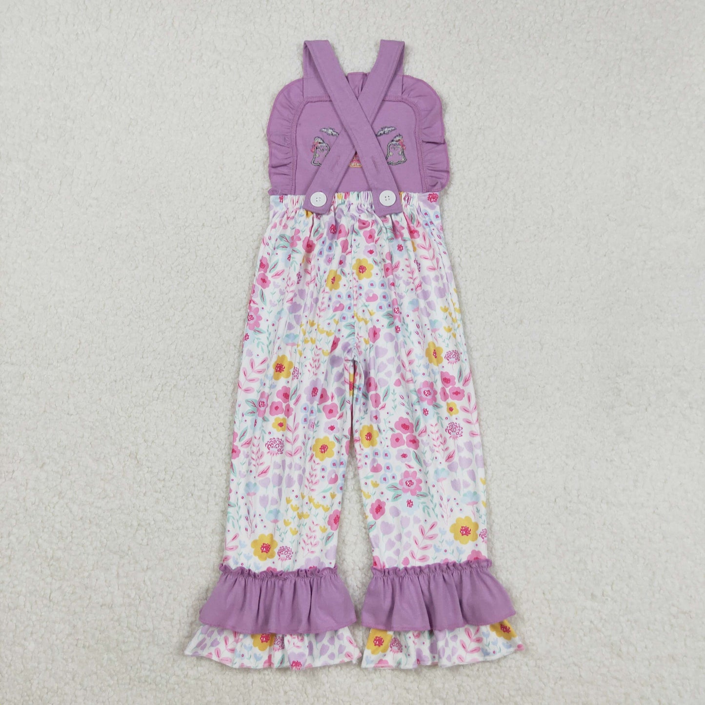 SR3177  Baby Girls Lavender Strap Ghost Pumpkins Floral Ruffle Pant Jumpsuits D 829