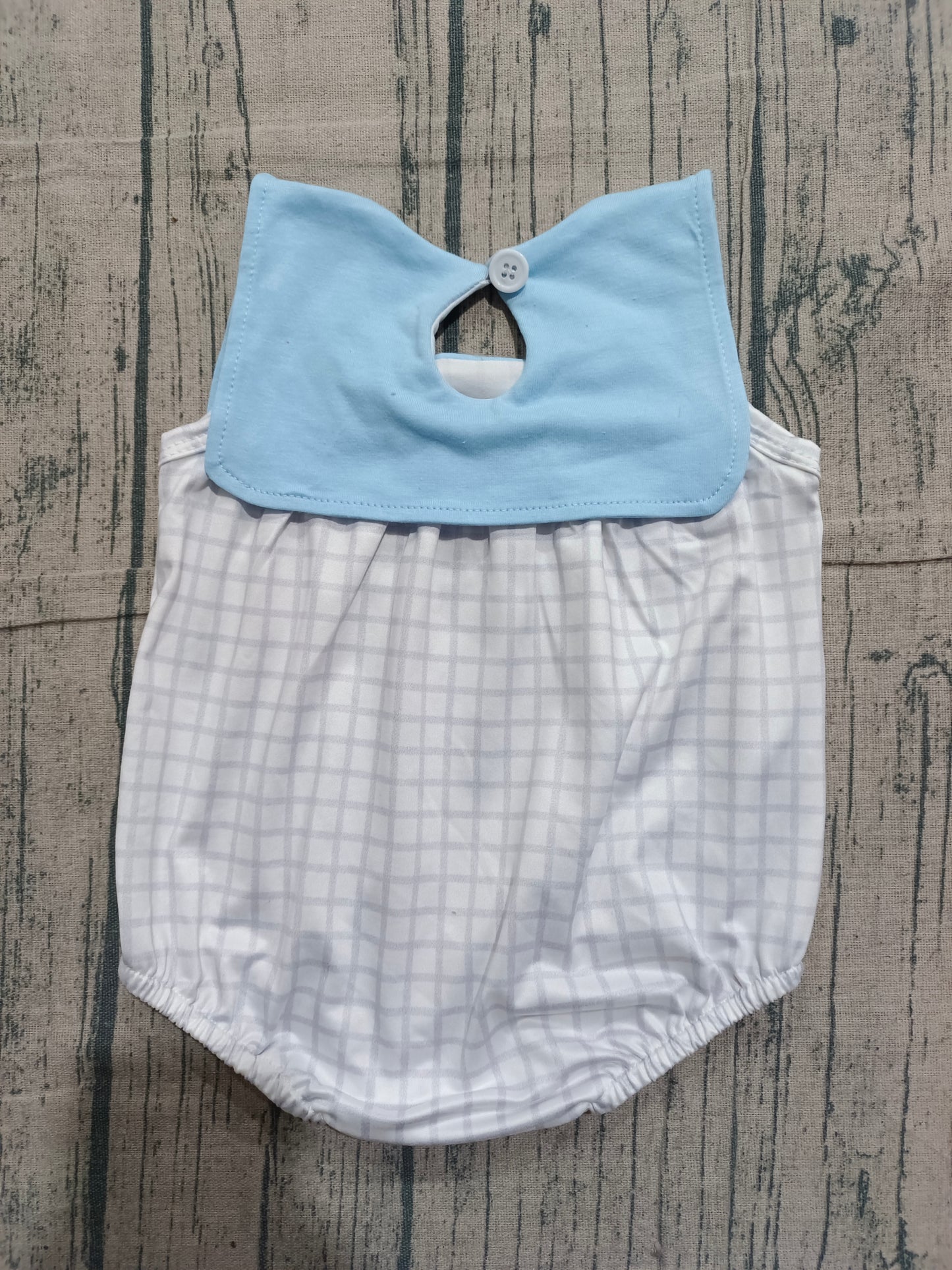 Pre-order Baby Boys Sleeveless Blue Checked Rompers