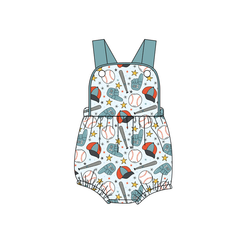 Presale SR4034 Baby Boys Sumer Rompers Baby Boys Strap Baseballs Stars Team Rompers