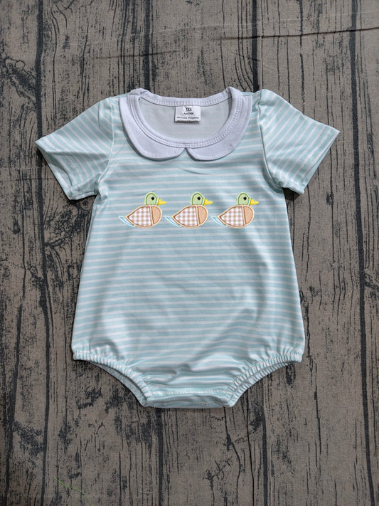 Pre order stripes duck embroidery bubble boy baby clothes