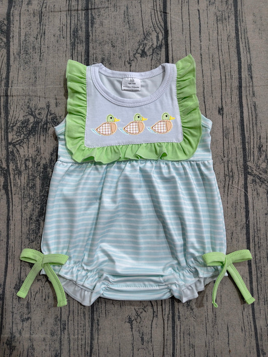 Pre order stripes embroidery duck bubble girl baby clothes