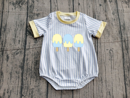 Pre order short sleeve popsicle embroidery boy bubble romper