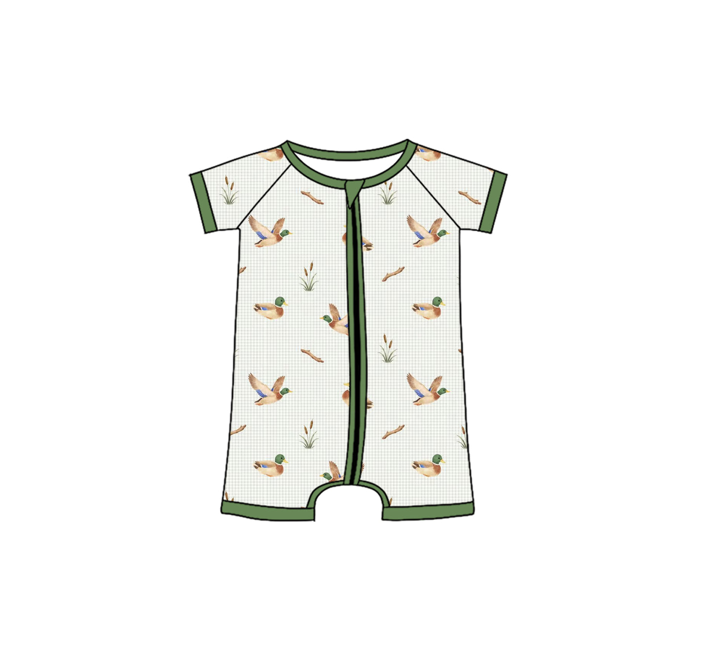 Pre order short sleeve duck mallard zip sleeper summer baby clothes
