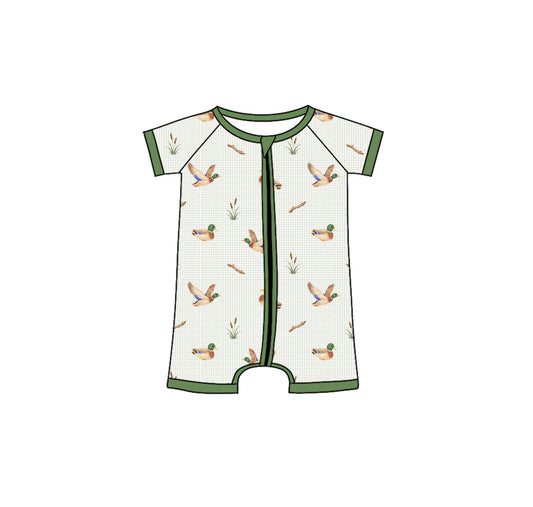 Pre order short sleeve duck mallard zip sleeper summer baby clothes