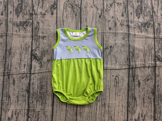 Pre order sleeveless fish embroidery boy romper
