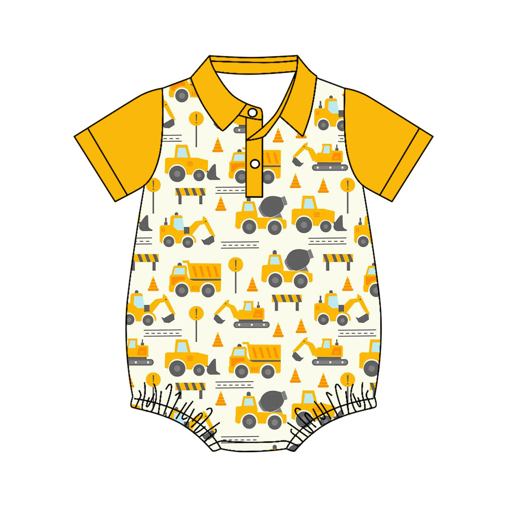 Pre order construction vehicles polo romper