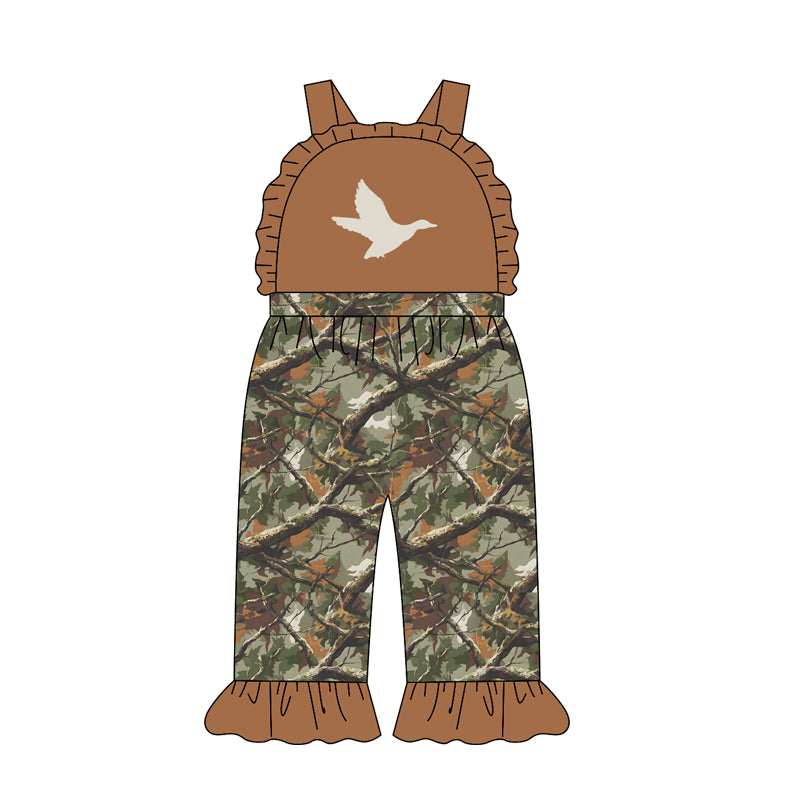 Pre order girls strap camo hunting romper