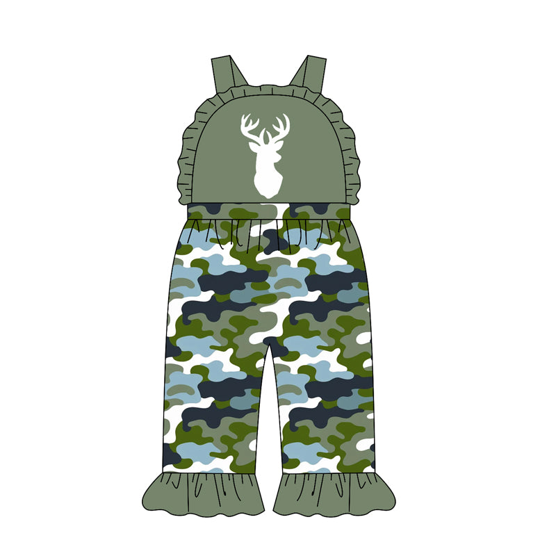 Pre order girls strap camo hunting romper
