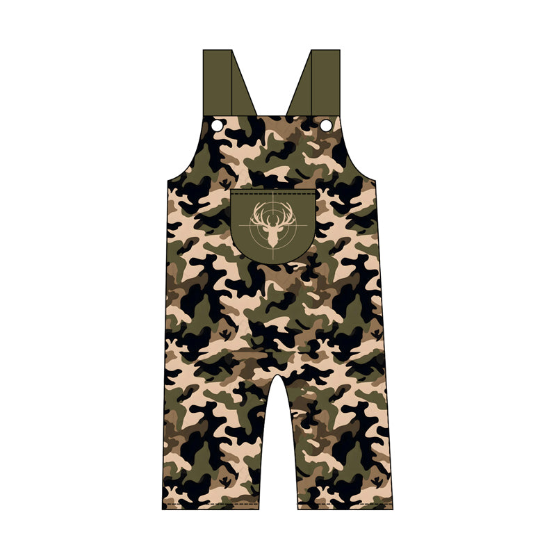 Pre order boys strap camo hunting romper