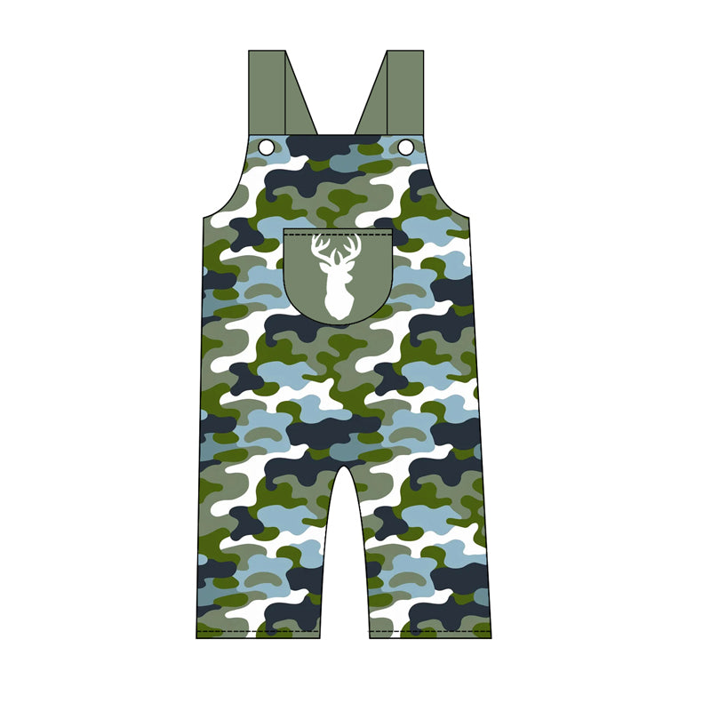Pre order boys strap camo hunting romper
