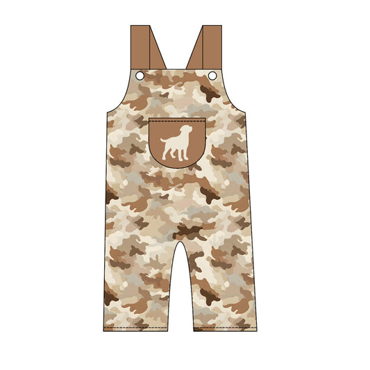 Pre order boys strap camo hunting romper