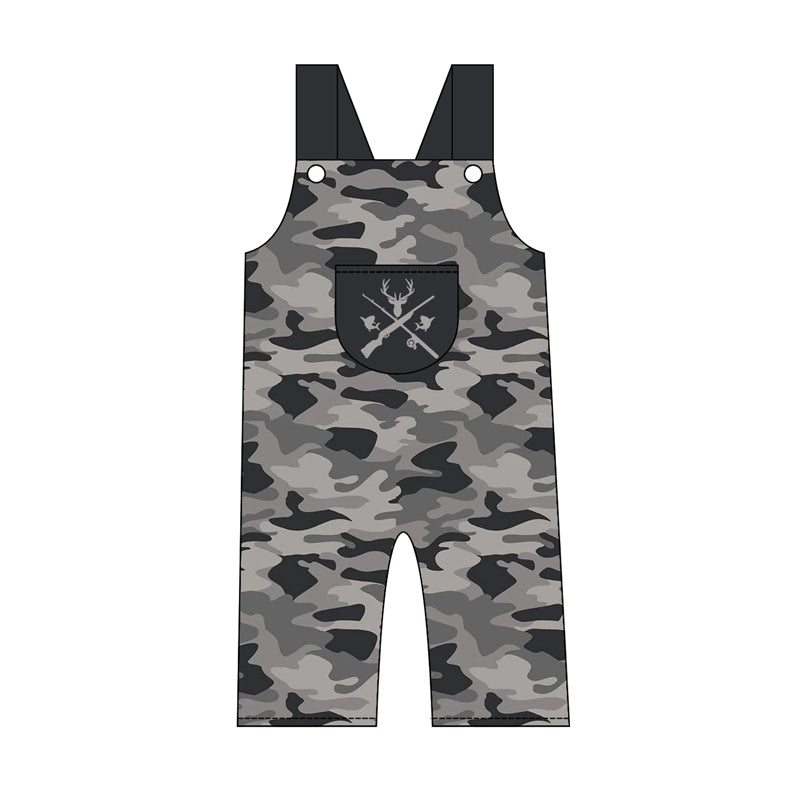 Pre order boys strap camo hunting romper