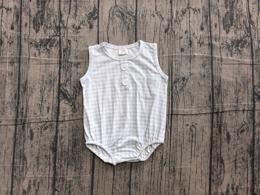 Pre order sleeveless blue gingham boy bubble