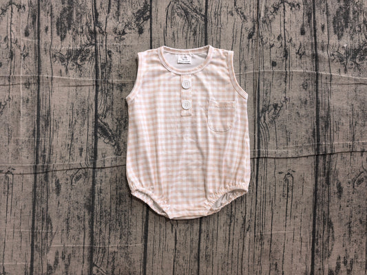 Pre order sleeveless khaki gingham boy bubble