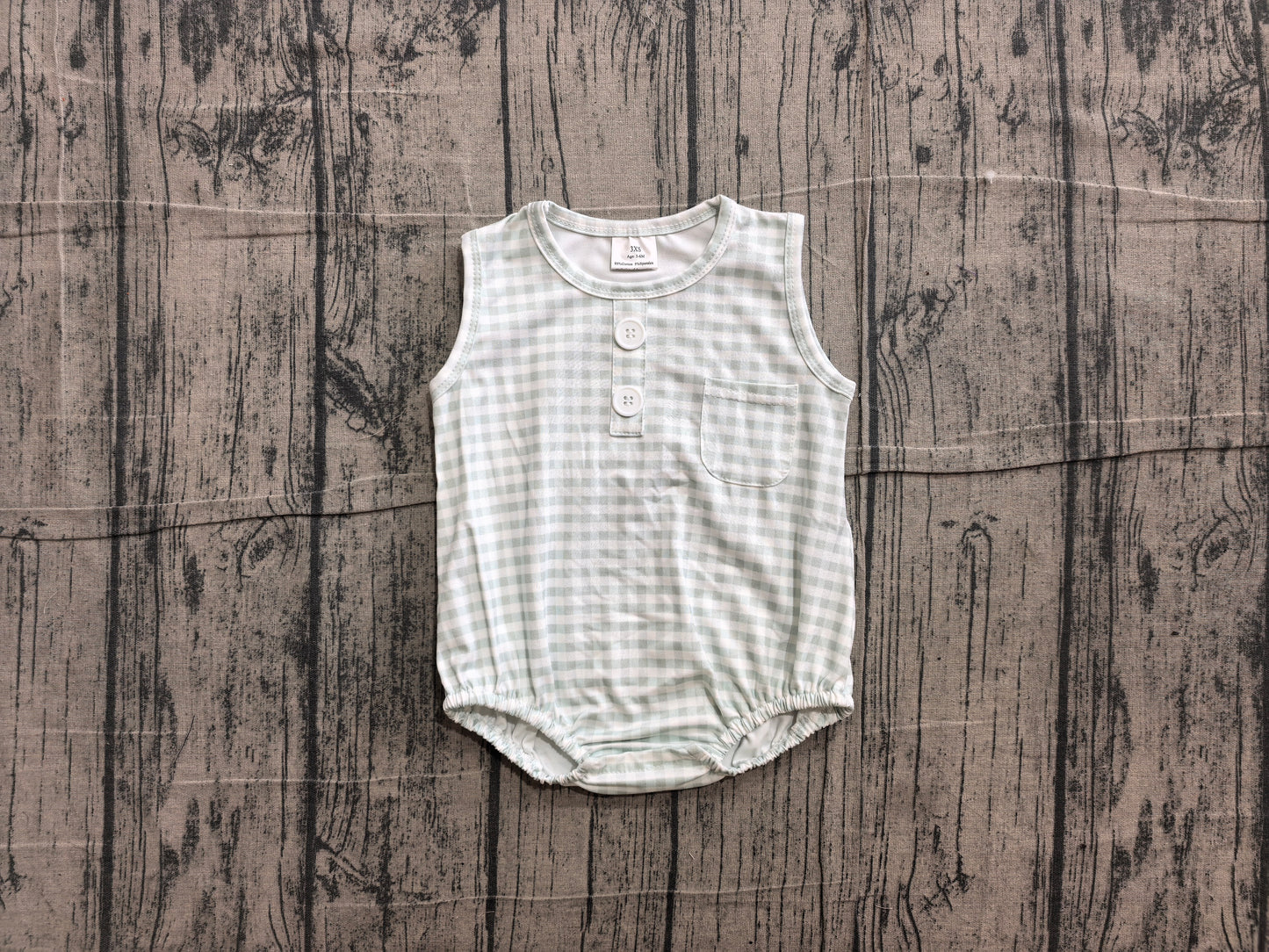 Pre order sleeveless mint green gingham boy bubble
