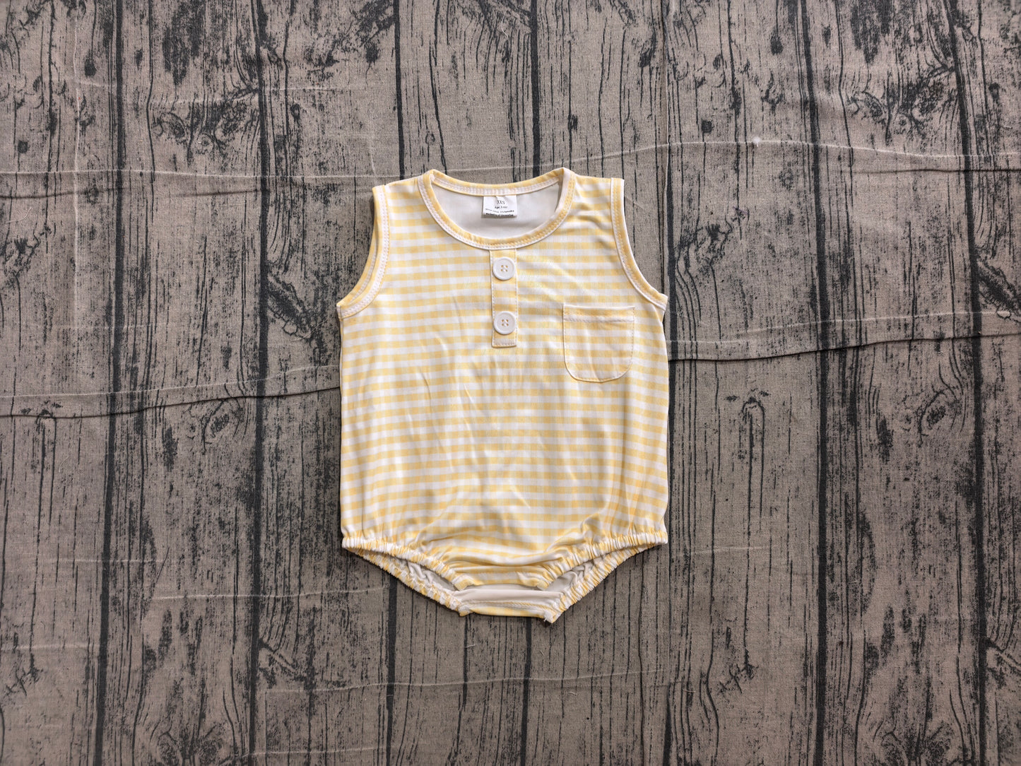Pre order sleeveless yellow gingham boy bubble