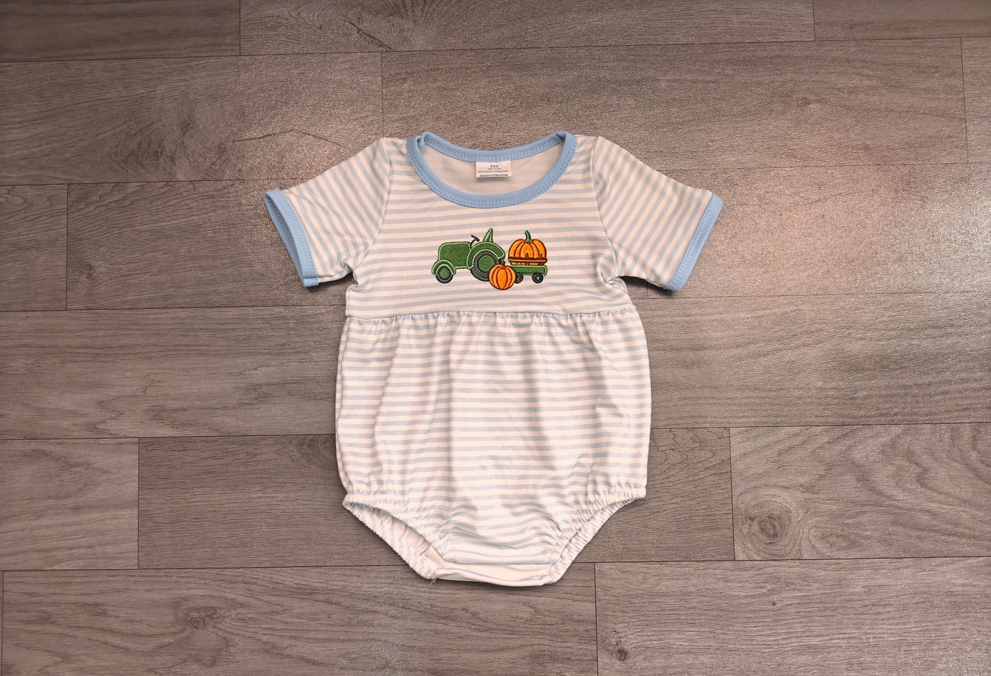 Pre order pumkin tractor embroidery boy omper