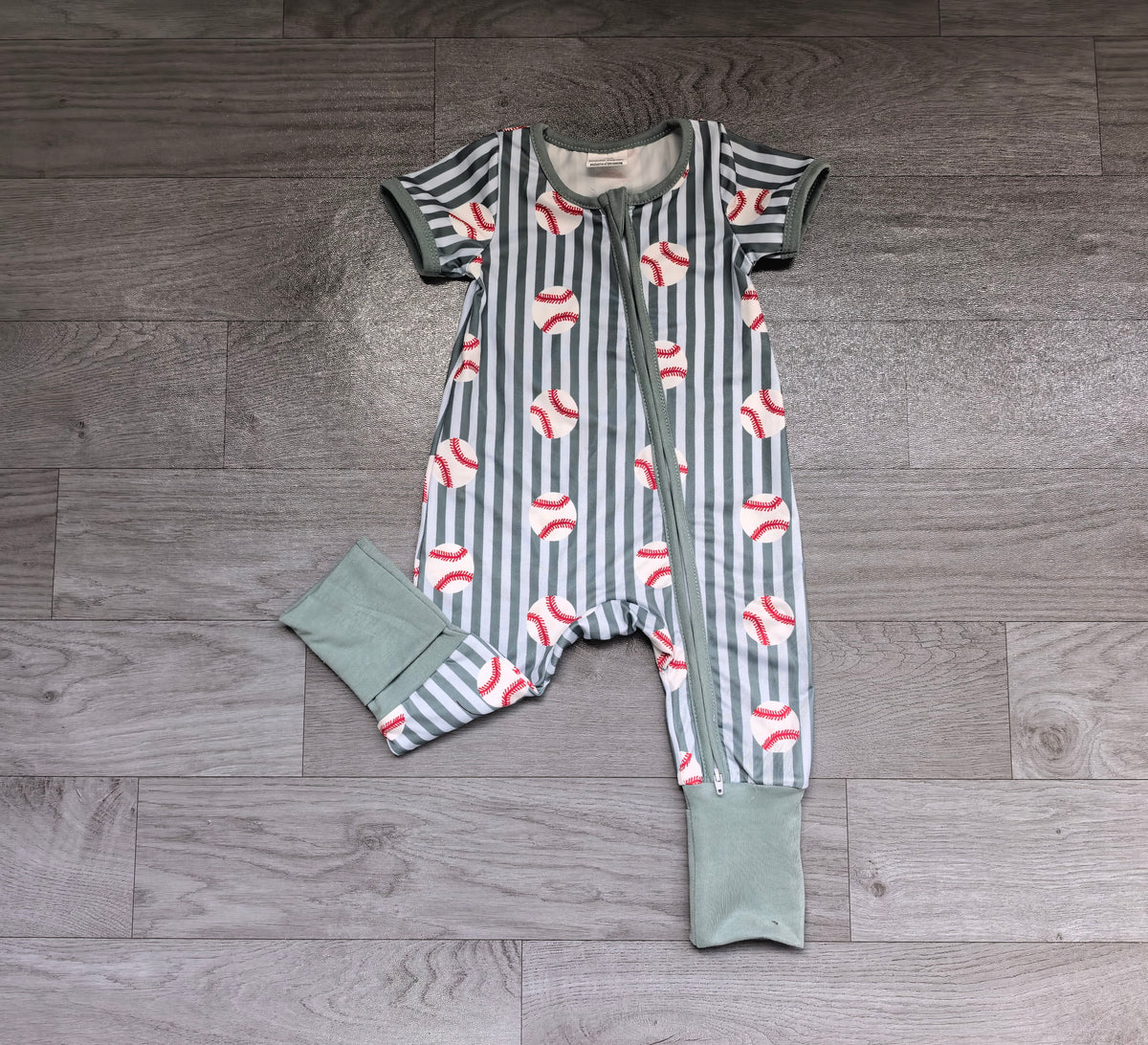 Pre order short sleeve baseball and striped zippy pjs