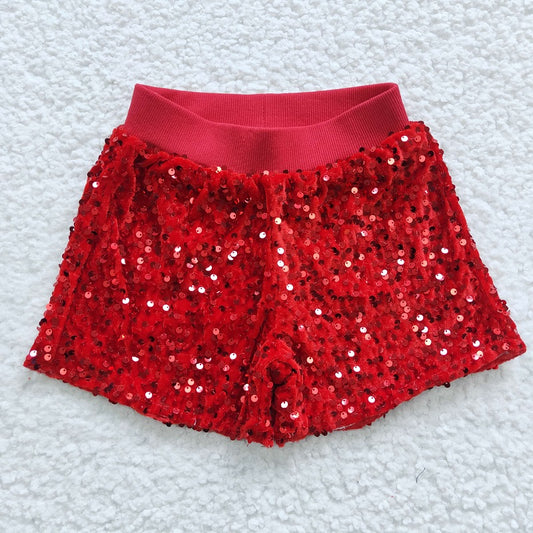 SS0098 Red Sequined Shorts