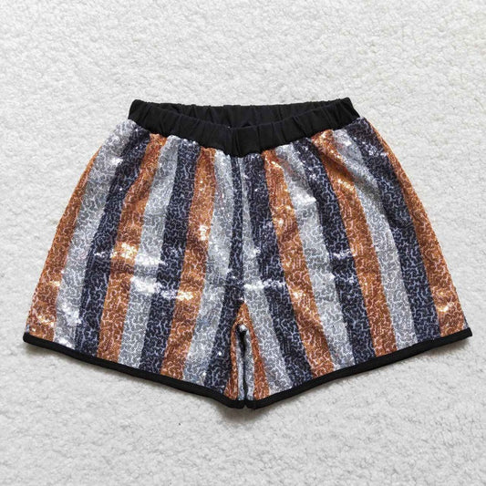 SS0120 Adult Black Golden Sequin Shorts