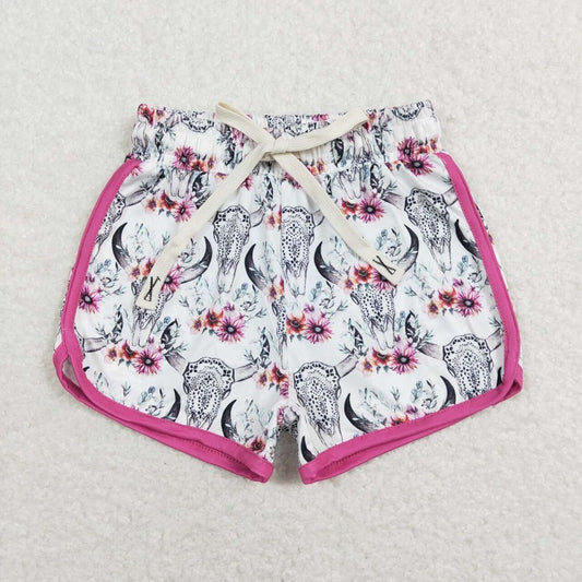 SS0122 Alpine cow head rose red edge white shorts