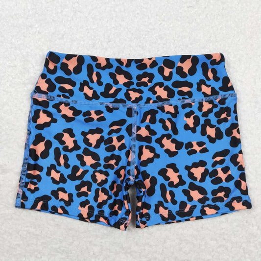 SS0214 Blue and orange leopard print shorts