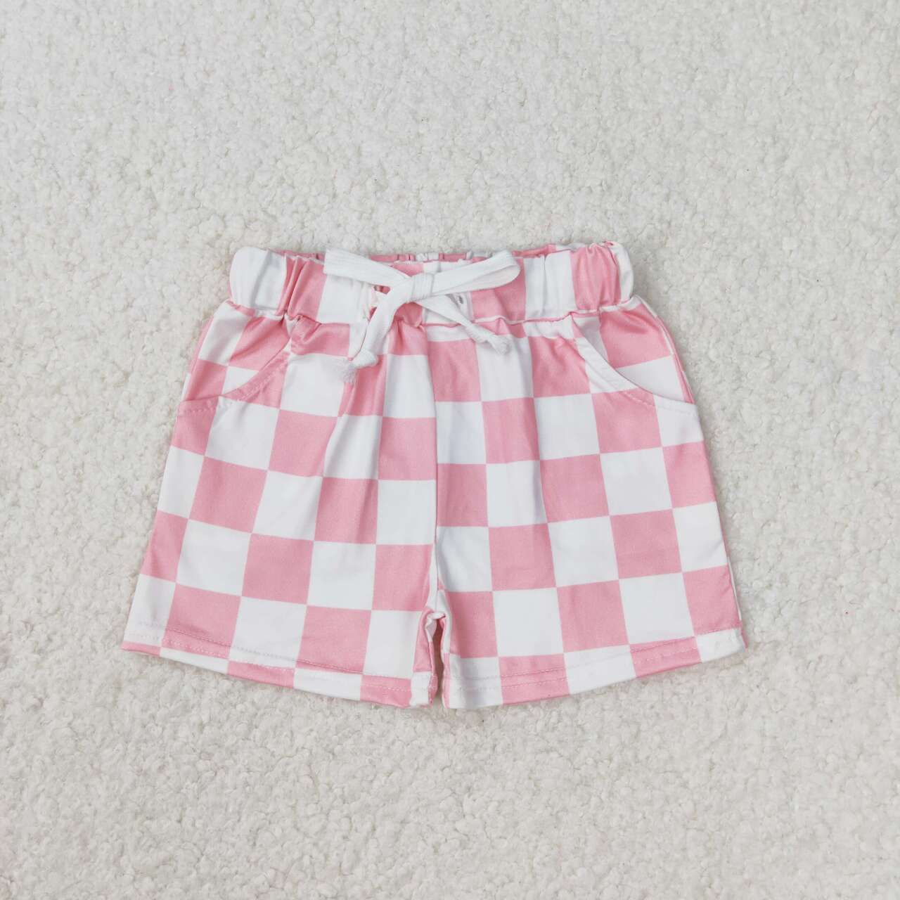 SS0258 Pink and white plaid shorts