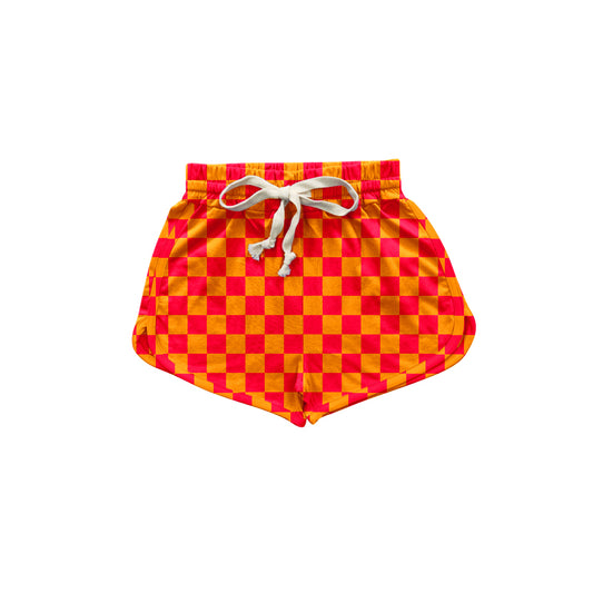 presale SS0297 Orange-red plaid shorts