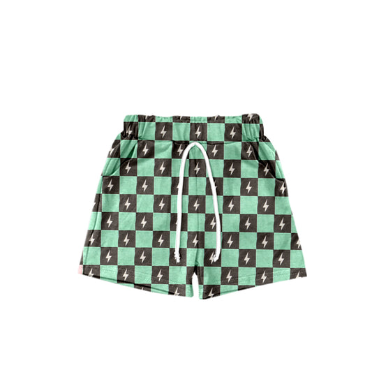 presale SS0308 Lightning plaid green shorts
