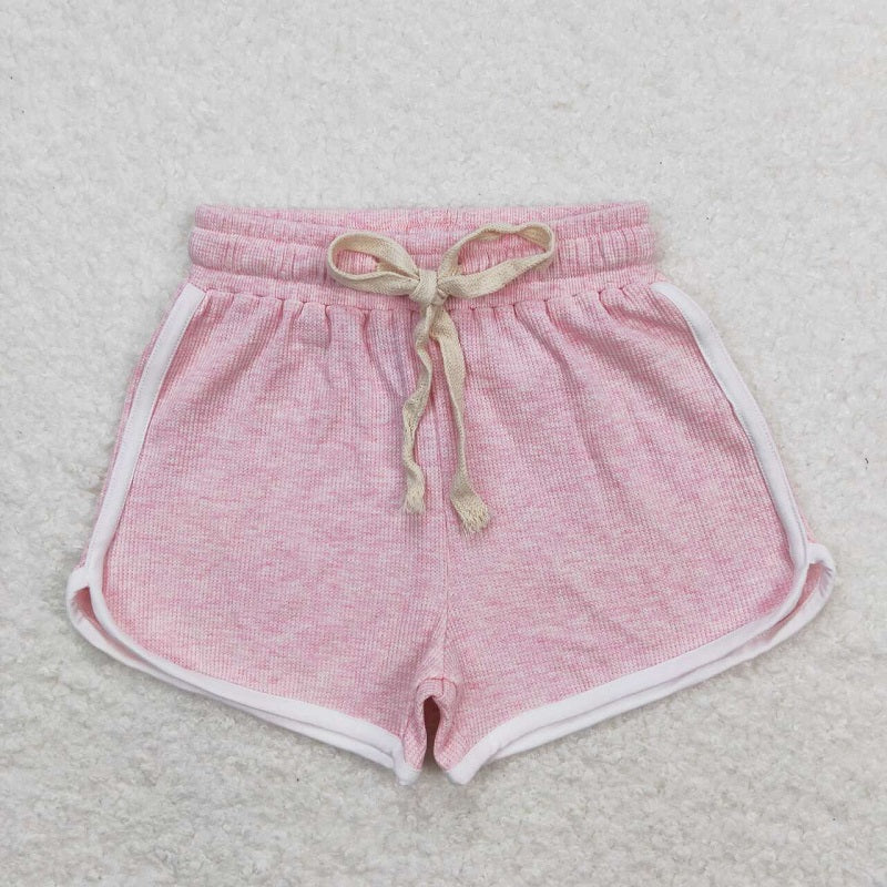 SS0319 Pink and white waffle shorts