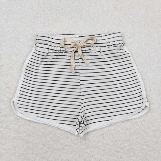 SS0340 Black pinstripe white shorts