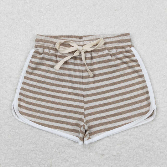 SS0346 Brown thick striped shorts