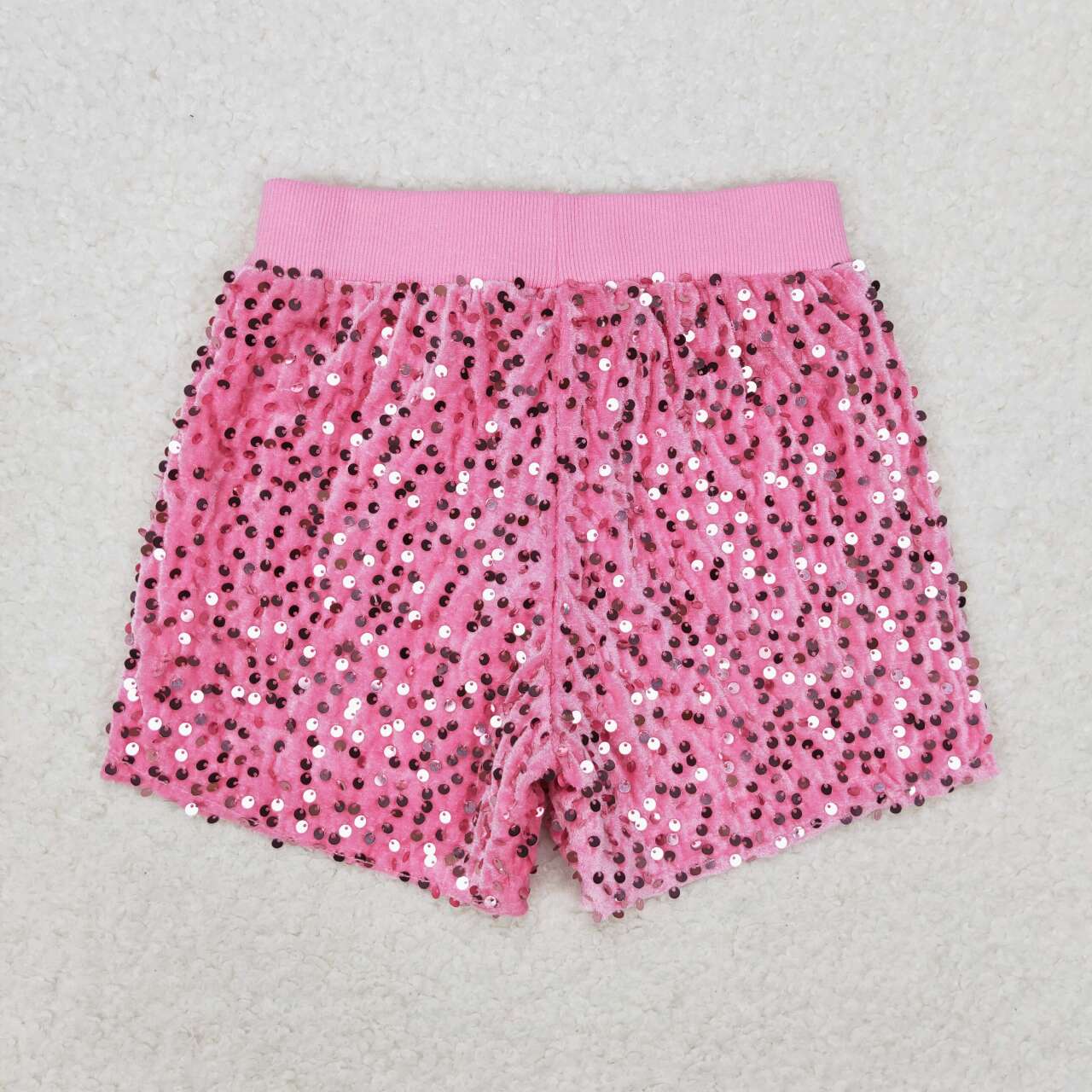 SS0350 Pink Sequin Shorts