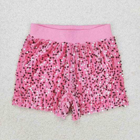 SS0350 Pink Sequin Shorts