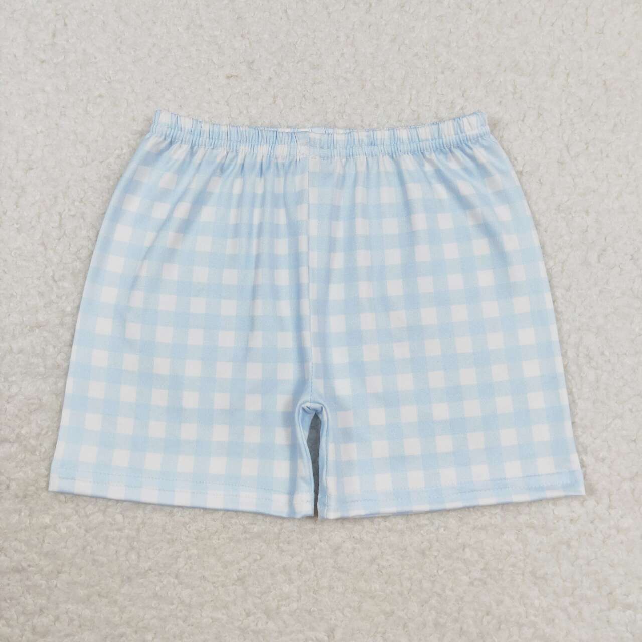 BSSO0992 Blue plaid pocket dark short-sleeved shorts suit